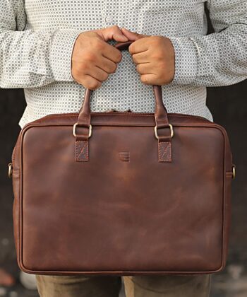Slim Laptop Bag - Reddish Brown